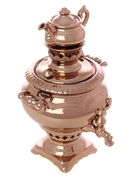 Сувенирный керамический самовар с чайником заварочным "под медь"