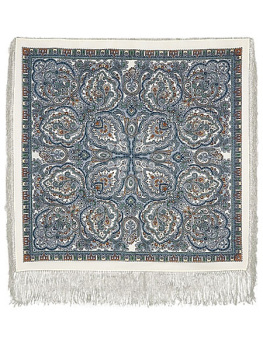 Павлопосадский  платок из шерсти рисунок "Русское золото", 89х89 см, арт. 529-5