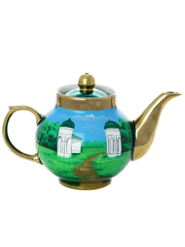 Комплект: поднос и чайник с художественной росписью "Ясная поляна"