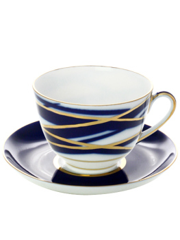 Чашка с блюдцем чайная форма "Весенняя", рисунок "Кокон", Императорский фарфоровый завод