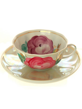 Чашка с блюдцем форма "Тюльпан" рисунок "Свадебный" Дулевский фарфор