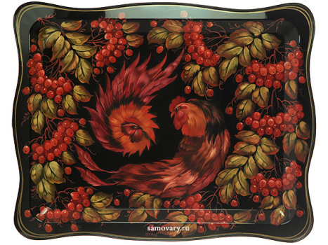 Поднос Жостово "Петухи" 50*40 см, арт. А-2.1
