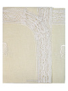 Льняной столешник кремовый со светлым кружевом и кружевной отделкой (Вологодское кружево), арт. 0с-824, 95*50
