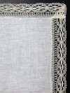 Льняная салфетка белая с белым кружевом 45*45 см (Вологодское кружево)