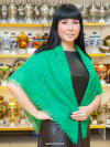 Оренбургский пуховый платок-паутинка зеленого цвета, арт. A 110-12