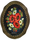Поднос Жостово "Маки, ромашки на синем" 33*23 см, арт. А-4.5