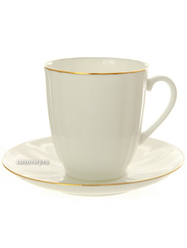 Чашка с блюдцем чайная форма "Ветерок" рисунок "Золотой кантик", Императорский фарфоровый завод