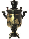 Угольный самовар 5 литров "цилиндр" черный никель с гравировкой "Волки", арт. 270795