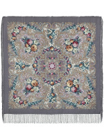 Шерстяной Павлопосадский платок "Тайна сердца", 125*125 см, арт. 1437-1 Шерстяной Павлопосадский платок "Тайна сердца", 125*125 см, арт. 1437-1