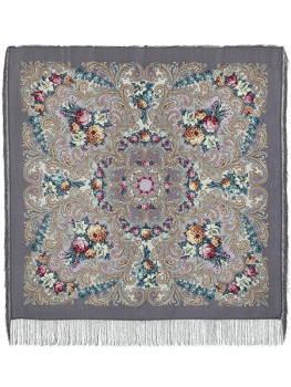 Шерстяной Павлопосадский платок "Тайна сердца", 125*125 см, арт. 1437-1