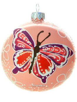 Новогодний елочный шар "Бабочка" d 80 мм