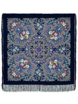Шерстяной Павлопосадский платок "Тайна сердца", 125*125 см, арт. 1437-14