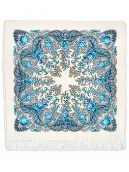 Шерстяной Павлопосадский платок "Весенний ручеек", 125*125 см, арт. 1428-4