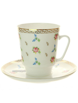 Кофейная чашка с блюдцем форма "Майская" рисунок "Цветочный вальс", Императорский фарфоровый завод