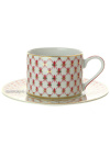 Чашка с блюдцем чайная форма "Соло" рисунок "Сетка-блюз" 220 мл, Императорский фарфоровый завод