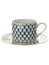 Чашка с блюдцем чайная форма "Соло" рисунок "Кобальтовая сетка" 300 мл, Императорский фарфоровый завод
