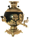 Электрический самовар 5 литров с росписью "Золотые цветы на черном" с автоматическим отключением арт. 159693к