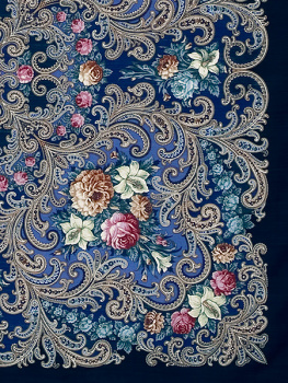 Шерстяной Павлопосадский платок "Тайна сердца", 125*125 см, арт. 1437-14