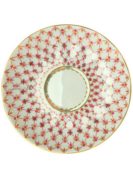 Чашка с блюдцем чайная форма "Тюльпан" рисунок "Сетка-блюз", Императорский фарфоровый завод