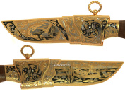 Позолоченный сувенирный нож "Айс Охота на уток" Златоуст