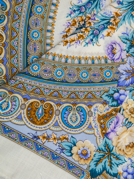 Шерстяной Павлопосадский платок "Слова любви", 146*146 см, арт. 1688-4