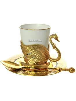 Набор чайно-кофейный "Лебедь" на 1 персону, Златоуст
