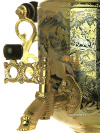 Электрический самовар 3 литра с позолотой и ручной гравировкой "Царская охота", арт. 130595