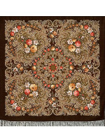 Шерстяной Павлопосадский платок "Тайна сердца", 125*125 см, арт. 1437-17 Шерстяной Павлопосадский платок "Тайна сердца", 125*125 см, арт. 1437-17