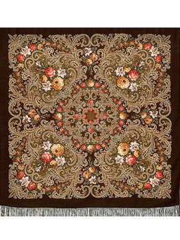 Шерстяной Павлопосадский платок "Тайна сердца", 125*125 см, арт. 1437-17