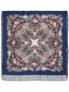 Шерстяной Павлопосадский платок "Сон бабочки", 125*125 см, арт. 1463-12