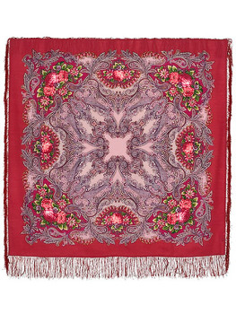 Шерстяной Павлопосадский платок "Сон бабочки", 125*125 см, арт. 1463-4