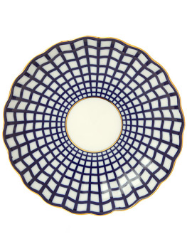 Сухарница форма "Тюльпан", рисунок "Кобальтовая клетка", Императорский фарфоровый завод
