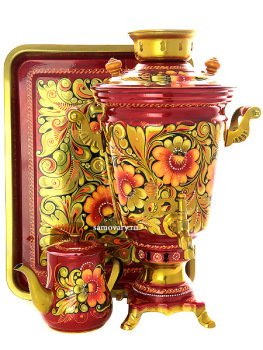 Набор самовар электрический 4 литра с художественной росписью "Кудрина", арт. 121090
