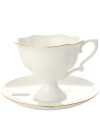 Чашка с блюдцем чайная форма "Наташа" рисунок "Золотая лента", Императорский фарфоровый завод