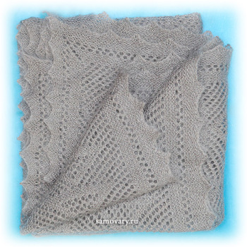 Оренбургский пуховый платок серый, арт. П4-100-03