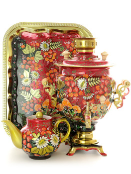 Набор самовар электрический 3 литра с художественной росписью "Грибы", арт. 130646