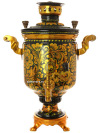 Комбинированный самовар 5 литров "цилиндр" с художественной росписью "Золотая хохлома", арт. 310460