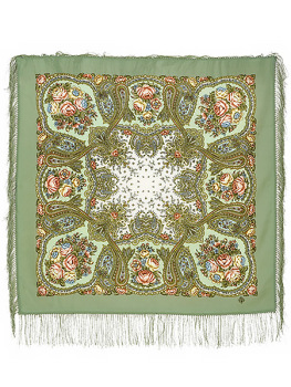 Шерстяной Павлопосадский платок "Сольвейг", 89x89 см. арт. 1549-3