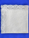 Вологодское кружево, льняная салфетка белая с белым кружевом, арт. 6нхп-743, 33х33