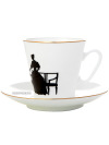 Кофейная чашка с блюдцем форма "Черный кофе", рисунок "Вдвоем", серия "Силуэты", Императорский фарфоровый завод