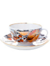 Чашка с блюдцем чайная форма "Тюльпан", рисунок "Мой сад" (отводка), Императорский фарфоровый завод