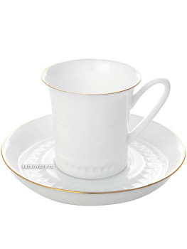 Кофейная чашка с блюдцем (кофейная пара) форма "Вертикаль" рисунок "Золотая отводка", Императорский фарфоровый завод