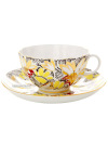 Чашка с блюдцем чайная форма "Тюльпан", рисунок "Золотые ромашки", Императорский фарфоровый завод