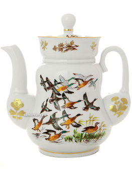 Чайник заварочный форма "Сударыня", рисунок "Летят утки", Императорский фарфоровый завод