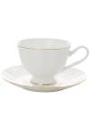 Чашка с блюдцем чайная форма "Нега", рисунок "Золотая лента", Императорский фарфоровый завод