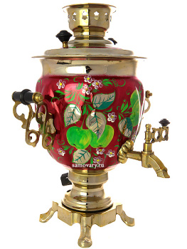 Электрический самовар 3 литра с росписью "Яблочки" с термовыключателем, арт. 171409
