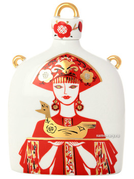Подарочный набор для вина 3-х предметный форма "Славянский", рисунок "Девица", Императорский фарфоровый завод