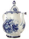 Чайник заварочный керамический Гжель с росписью "Юбилейный"
