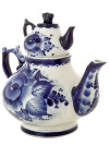 Чайник-самовар заварочный керамический с росписью "Гжель", арт.5