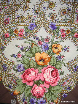 Шерстяной Павлопосадский платок "Марья-искусница", 89х89 см, арт. 1606-16